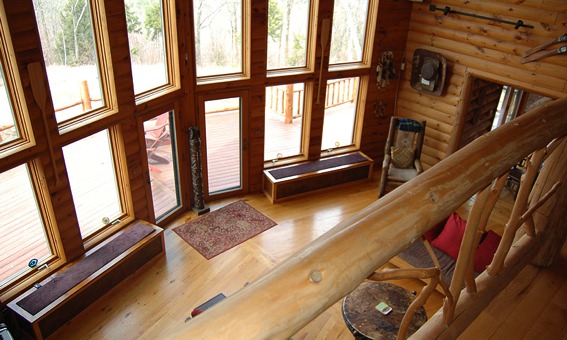 A view of the Great Room from the upstairs overlook.